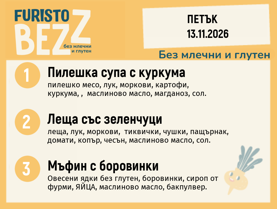 Меню без млечни и глутен 13.11 200гр.